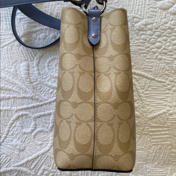 Coach Small bucket town hobo bag periwinkle smooth leather & signature canvas - Picture 2 of 7